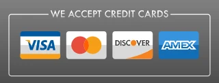 We accept Visa, Mastercard, Discover and American Express